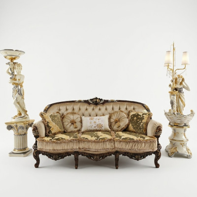 Classic three-seater sofa couch upholstered furniture Chesterfield 3-seat fabric sofa