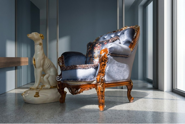 Design Luxury Classic Upholstered Textile Armchair 1-Seater Sofa Upholstery Sofas Single Seater