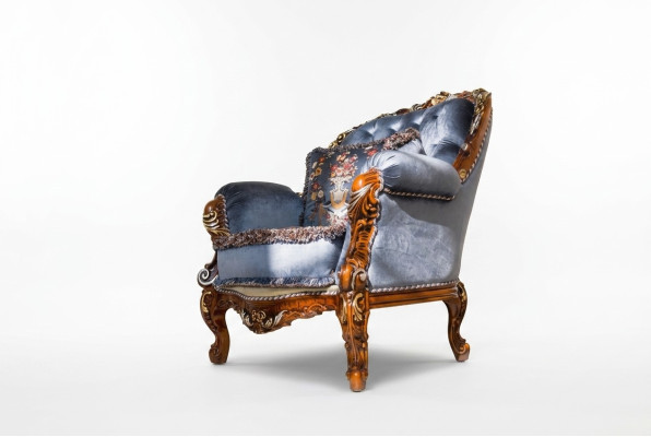 Design Luxury Classic Upholstered Textile Armchair 1-Seater Sofa Upholstery Sofas Single Seater