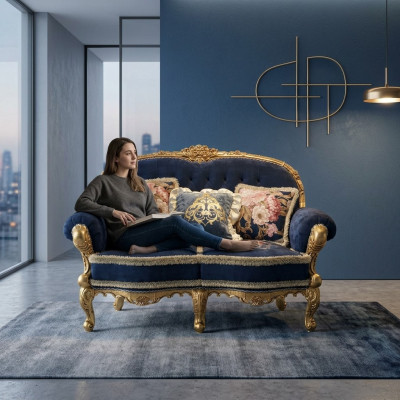 Chesterfield Sofa 2-seater Upholstered Couches Sofas Velvet Fabric Two-seater Furniture New