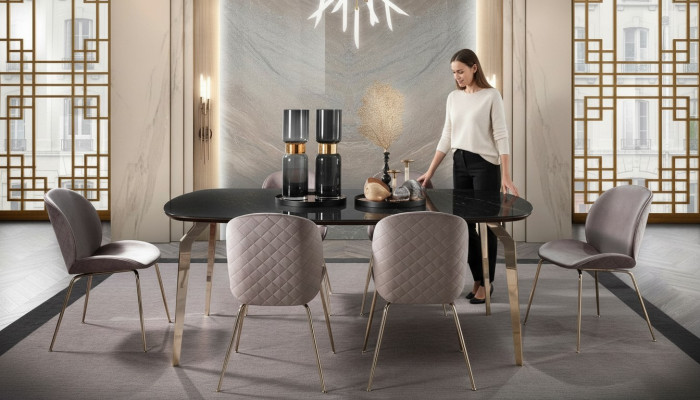 Set table tables luxury wood furniture new dining room group complete set 7 pcs