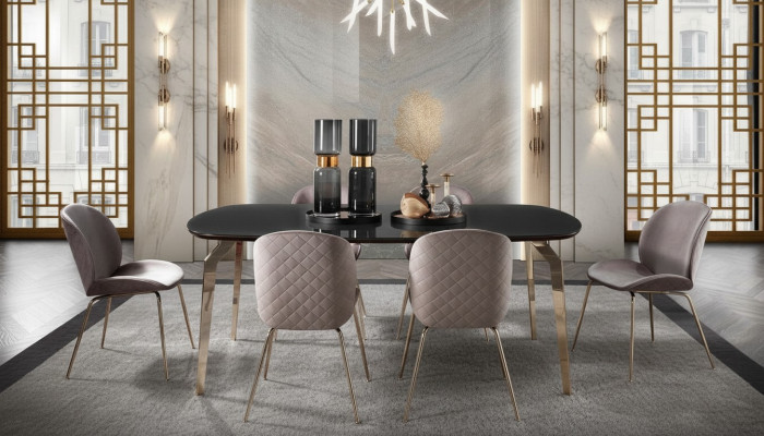 Set table tables luxury wood furniture new dining room group complete set 7 pcs