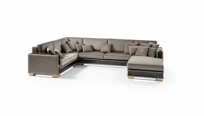 Living area corner sofa U-shaped couch seating upholstered sofa sofas furniture sofa Italy