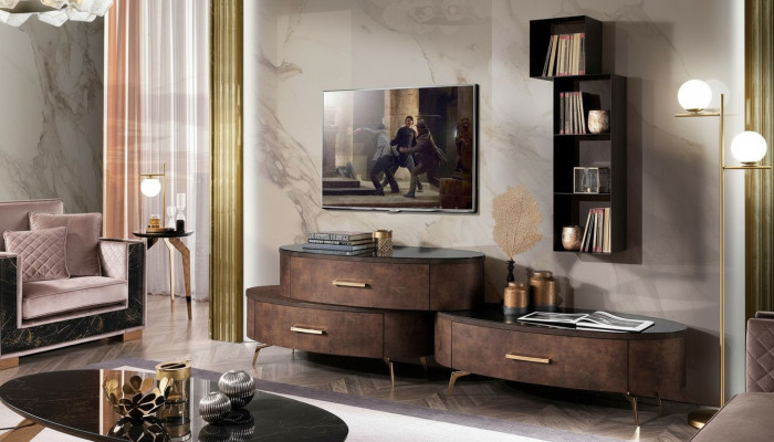 Living room set design 2x sideboard wall shelf wall unit cabinet 4-piece.