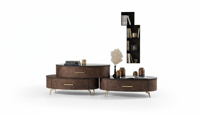 Living room set design 2x sideboard wall shelf wall unit cabinet 4-piece.