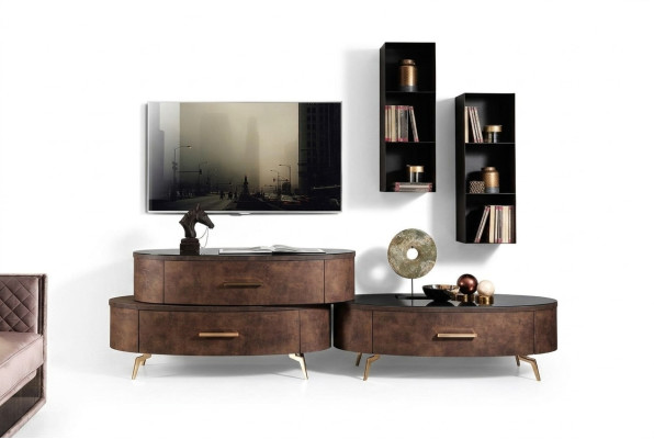 Design living room wall unit sideboard TV lowboard sideboard 4-piece set wall shelf new
