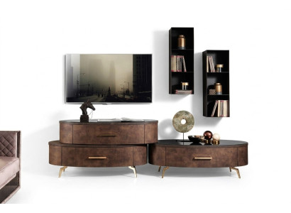 Design living room wall unit sideboard TV lowboard sideboard 4-piece set wall shelf new