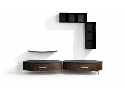 Living Room Shelf Set 4pc. Design Wall Unit Cabinet RTV Side Low Board