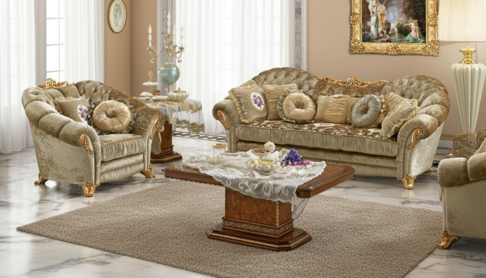 Design Upholstered Sofas Textile Relax Modern Set Beige Seating Ensemble 3+1 Seater