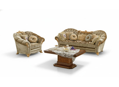 Design Upholstered Sofas Textile Relax Modern Set Beige Seating Ensemble 3+1 Seater