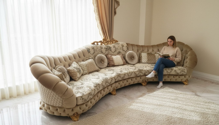 Living landscape corner sofa round couch seating upholstery sofa luxury furniture sofas Italy