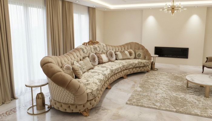 Living landscape corner sofa round couch seating upholstery sofa luxury furniture sofas Italy