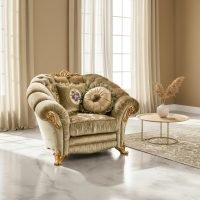 Designer armchair upholstered sofa seat baroque rococo living room armchair lounge