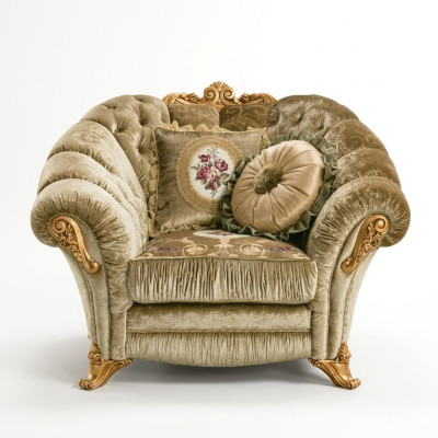 Designer armchair upholstered sofa seat baroque rococo living room armchair lounge