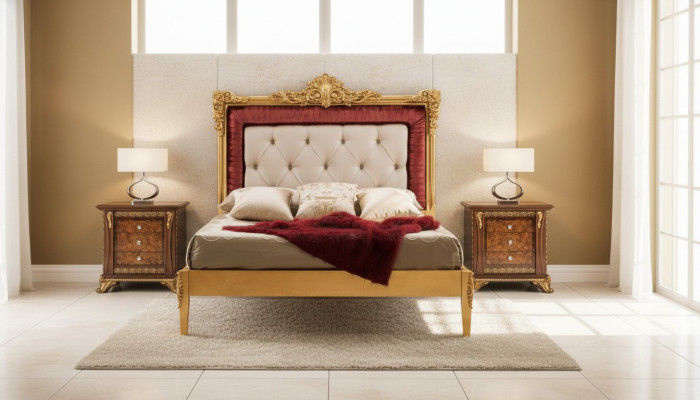 Bed Bedroom Set Design Luxury Beds New Baroque Furniture 2x Nightstand 3-piece.