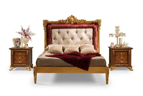 Bed 2x Nightstand Bedroom Set Designer Luxury Beds Hotel Complete 3-piece.