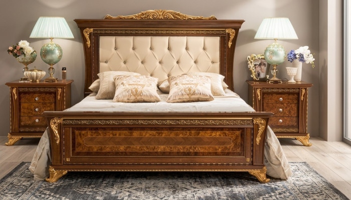 Double bed solid wood bedroom beds design bed MobilPiu luxury