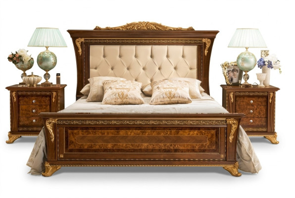 Double bed solid wood bedroom beds design bed MobilPiu luxury