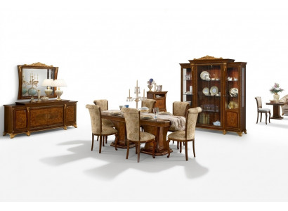 Living Room Set Display Cabinet Table 6x Chair Sideboard Mirror Baroque New 10-piece set.