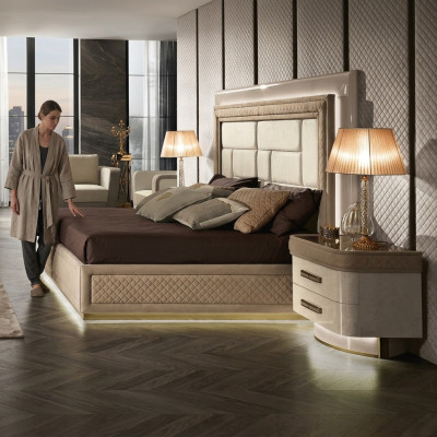 Bedroom Consoles Nightstand Side Table Modern Design Furniture Wood Beige New