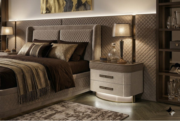 Bedroom Consoles Nightstand Side Table Modern Design Furniture Wood Beige New