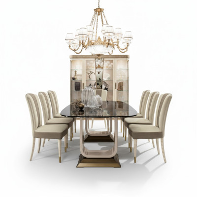 Table dining table wood dining room set 6x chair set chairs backrest group Italy