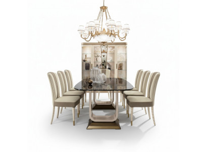 Table dining table wood dining room set 6x chair set chairs backrest group Italy