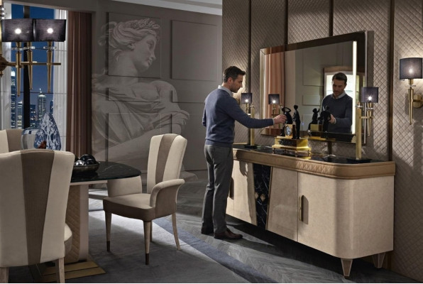 Furniture Dresser Cabinet Design Luxury Sideboard 2-piece Dresser with Mirror Console