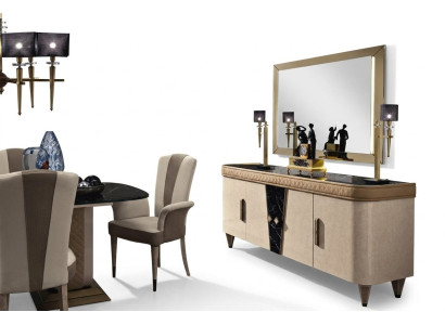 Furniture Dresser Cabinet Design Luxury Sideboard 2-piece Dresser with Mirror Console