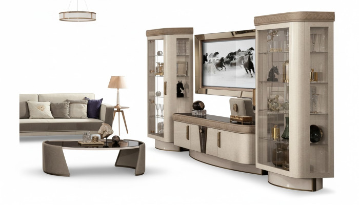Living room wall unit set 4-piece. Living room RTV display cabinet shelf modern suite group wood TV