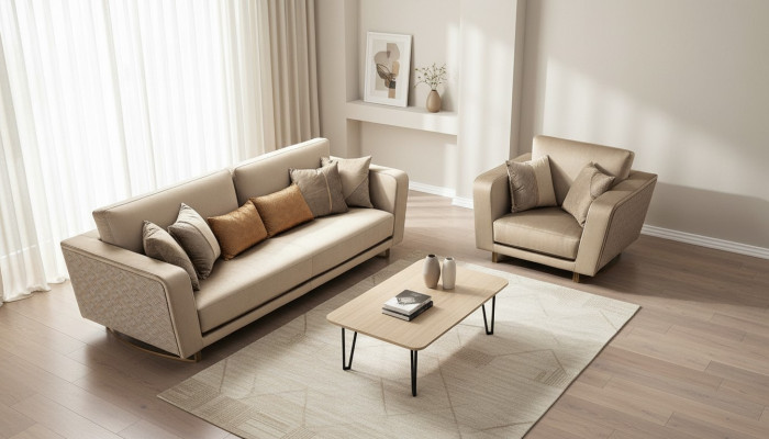 Sofa set 3+1 seater set design sofas upholstered couches leather relax modern new