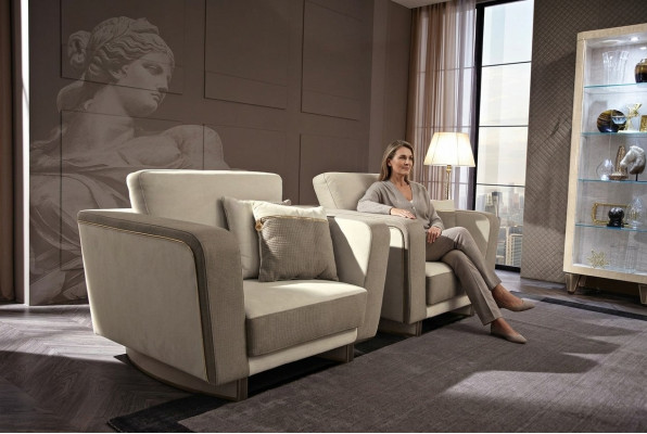 Design Lounge Club Relax Armchair Chair Upholstery Television Leather Textile Wood Fabric