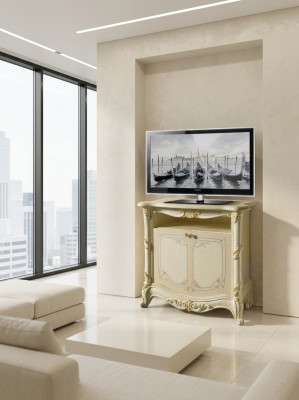 TV sideboard RTV living room design shelf beige wood shelves lowboard Italy new