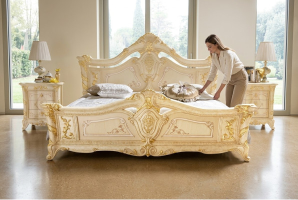 Double bed beds bedroom furniture solid wood MobilPiu luxury bed