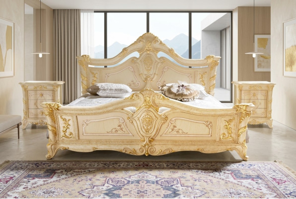 Double bed beds bedroom furniture solid wood MobilPiu luxury bed