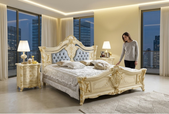 Chesterfield beds furniture leather bedroom hotel baroque classic bed luxury