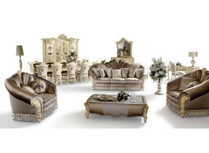 Luxury Furniture Sofa Suite Couch Sofa Upholstery 3+1+1 Seater + Coffee Table Wood New