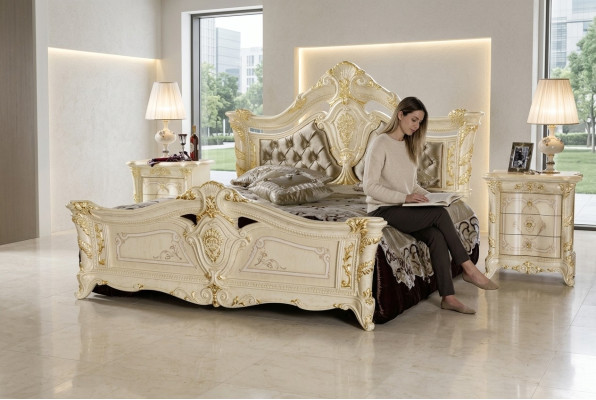 Double bed frame wood design modern luxury bed hotel beds upholstered bed