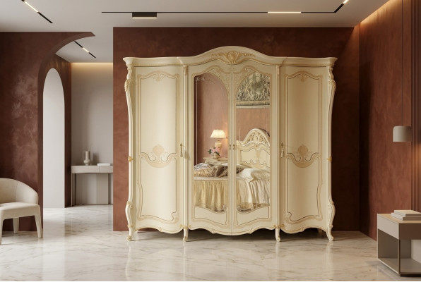 Bedroom furniture Italy wooden wardrobe closet solid real wood.
