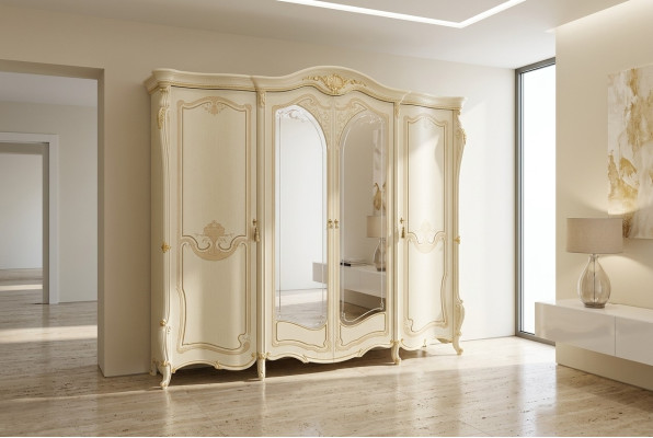 Bedroom furniture Italy wooden wardrobe closet solid real wood.