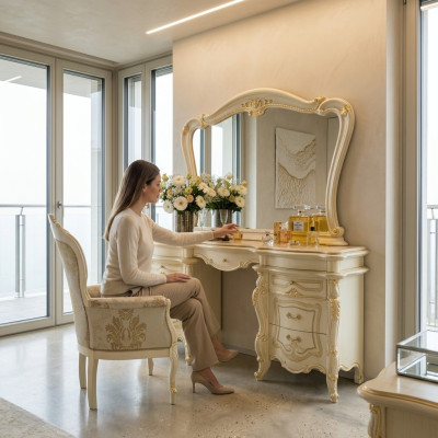 Dressing table + chair dressing table cosmetic table mirror dresser tables 3-piece set