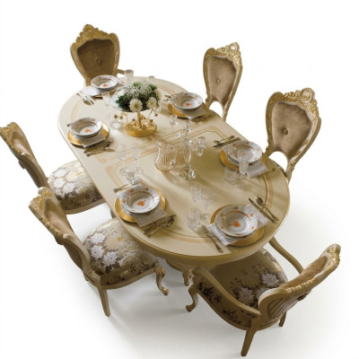 Design dining room set wooden furniture 2x armchairs 4x chairs 7-piece.