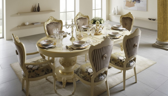 Set of wooden furniture: 2x chairs with armrests, 4x chairs, table, new dining room set, 7 pieces