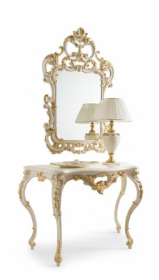 Console Table Mirror Sideboard 2-piece Set New Wood Italian Furniture Style Baroque