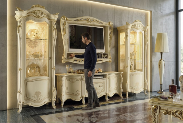 Design living room wall unit sideboard 2x cabinet TV frame sideboard 4-piece set display cabinet