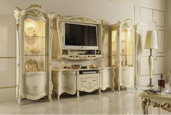 Design living room wall unit sideboard 2x cabinet TV frame sideboard 4-piece set display cabinet