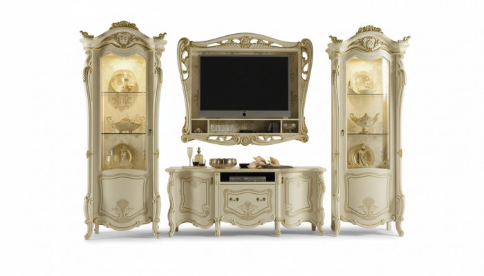 Design living room wall unit sideboard 2x cabinet TV frame sideboard 4-piece set display cabinet