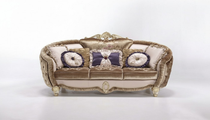 Classic Upholstered 3-Seater Textile Couches Textile Sofa Sofa Three-Seater Couch New