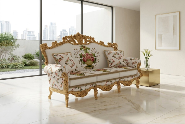 Classic design upholstered luxury seat sofa couch velvet fabric 3-seater new furniture