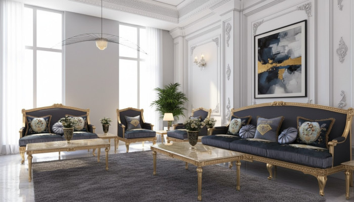 Living landscape sofa couch 6-piece set 3-seater, 2-seater, 1-seater, coffee table, 2x side table